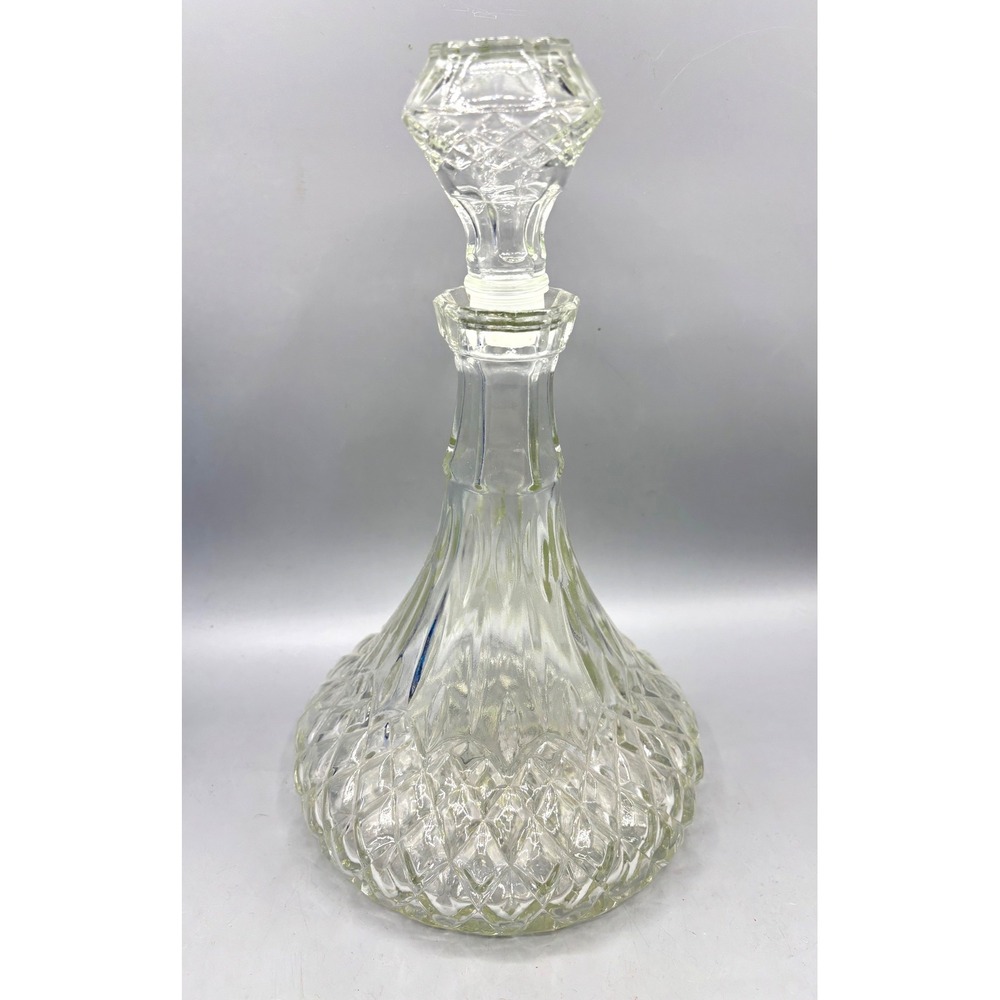 Vintage‎ Diamond Cut Glass Decanter Captains Ship Barware